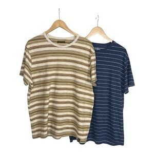 Lucky Brand & Good Fellow Striped Men's T-Shirts - Blue and Brown XL
